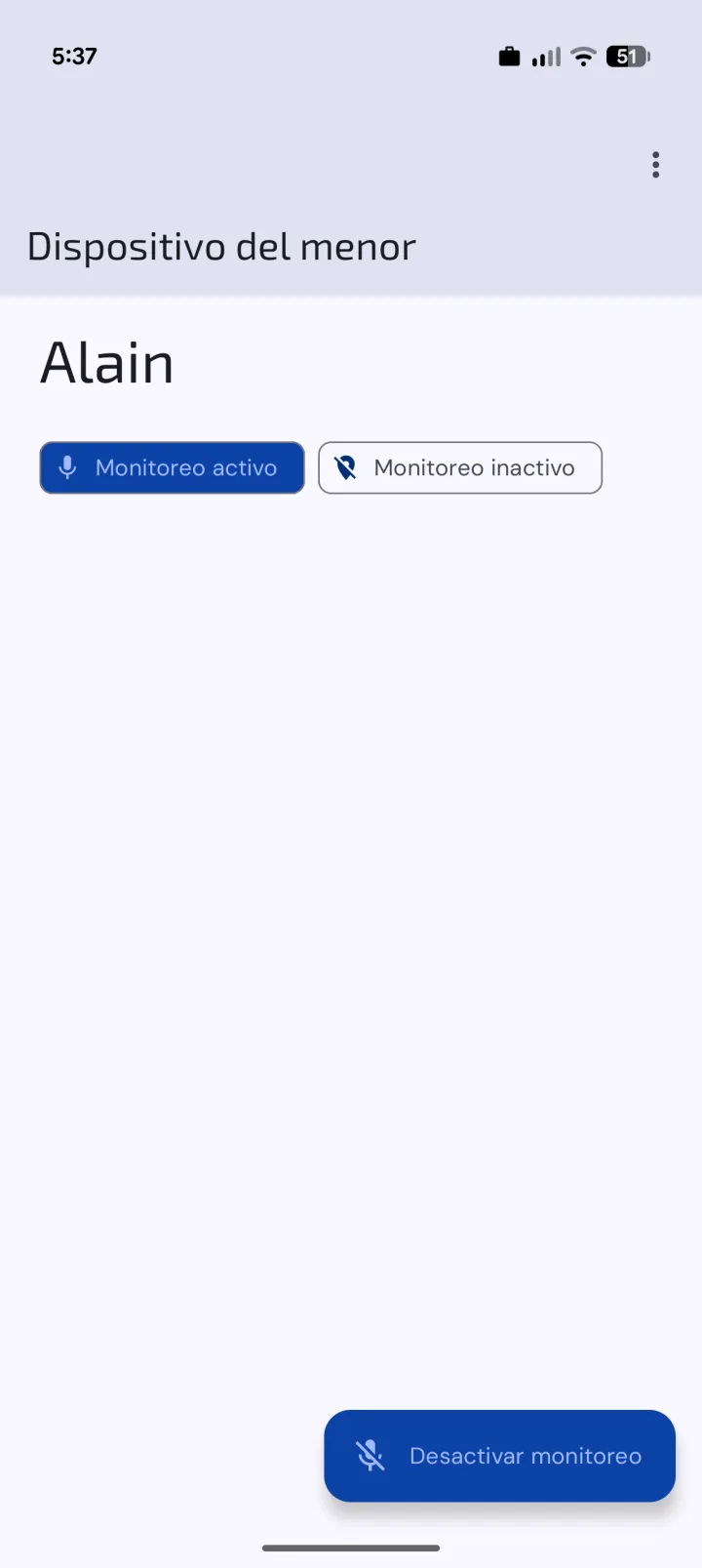Sentry · app del menor con monitoreo activo