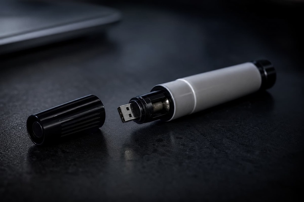 Marcador que oculta un conector USB